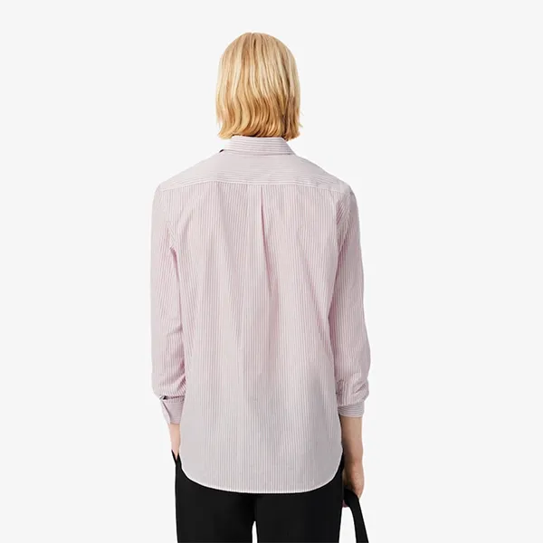 Áo Sơ Mi Dài Tay Nam Lacoste Men's Regular Fit Striped Button Down Shirt CH9087 - 7I4 Màu Trắng/Đỏ Size 41