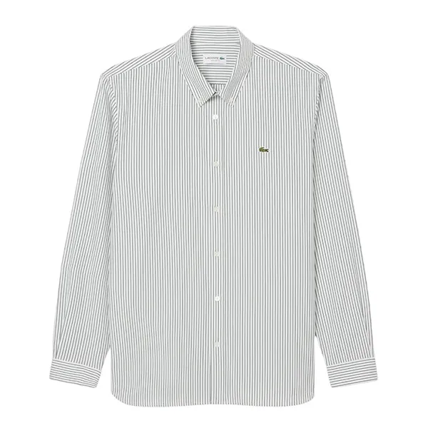 Áo Sơ Mi Dài Tay Nam Lacoste Regular Fit Striped Pinpoint Shirt CH5084 - 737 Màu Xanh Green/Trắng Size 40