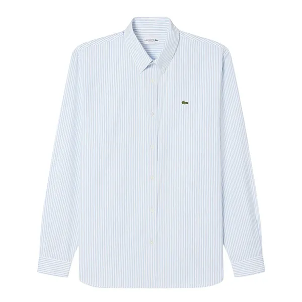 Áo Sơ Mi Dài Tay Nam Lacoste Regular Fit Striped Pinpoint Shirt CH5084 - 737 Màu Xanh Green/Trắng Size 37