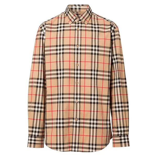 Áo Sơ Mi Nam Burberry Vintage Check Cotton Poplin 8020863 1004 Màu Be Kẻ Size M