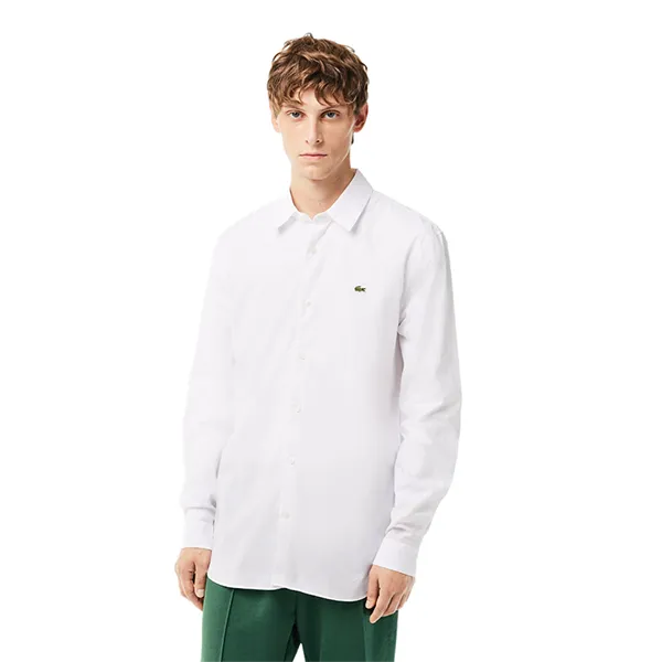 Áo Sơ Mi Dài Tay Nam Lacoste Men's Slim Fit Shirt Made Of Stretch Poplin Fabric CH6282 - 001 Màu Trắng Size 39