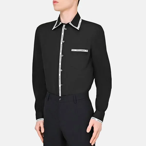 Áo Sơ Mi Nam Dolce & Gabbana D&G Men's Long Sleeved Shirt G5JH1T Màu Đen Size 40