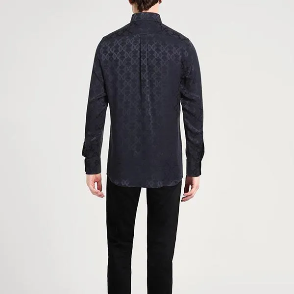 Áo Sơ Mi Nam Dolce & Gabbana D&G Men’s Patterned Shirt G5EJ1T Màu Xanh Navy Size 40