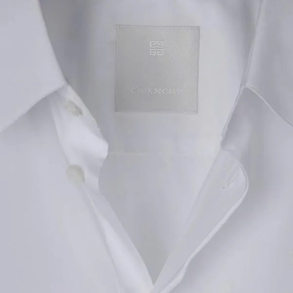 Áo Sơ Mi Nam Givenchy White With 4g Embroidered Poplin BM60PQ146X Màu Trắng Size 38
