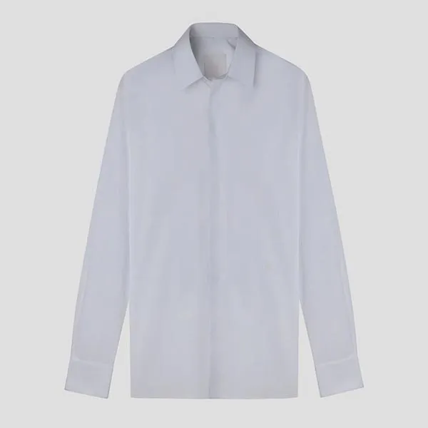 Áo Sơ Mi Nam Givenchy White With 4g Embroidered Poplin BM60PQ146X Màu Trắng Size 38