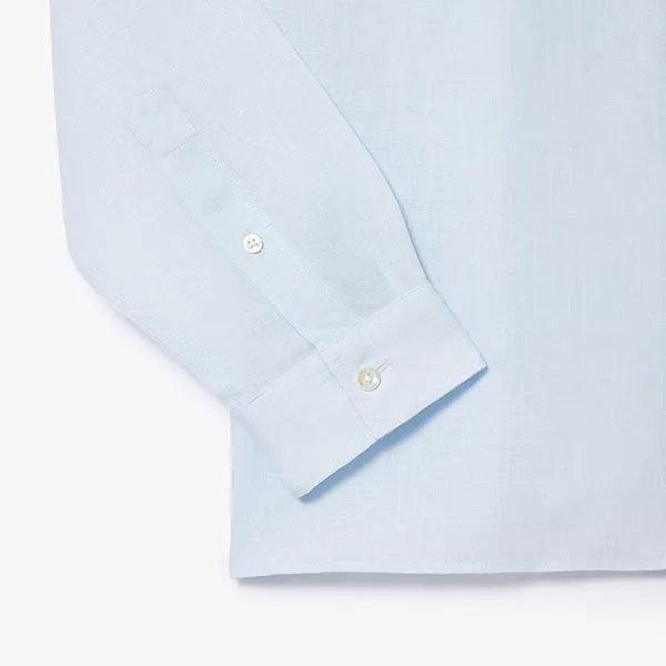 Áo Sơ Mi Nam Lacoste Men's Regular Fit Linen Shirt CH5692 T01 Màu Xanh Da Trời Size 40