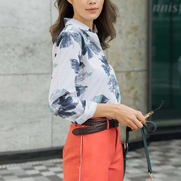 Áo Sơ Mi Nữ F2 Fashion & Freedom Linen Back To Work SMW357-TXX-S-1121 Màu Trắng Họa Tiết Size S