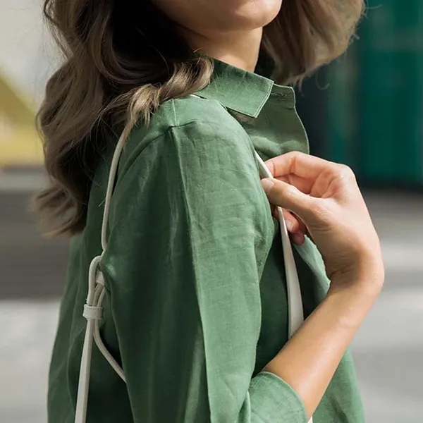 Áo Sơ Mi Nữ F2 Fashion & Freedom Linen Back To Work SMW360-XR-S-0420 Màu Xanh Rêu Size S