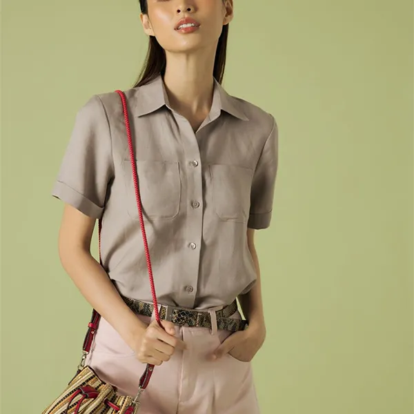 Áo Sơ Mi Nữ F2 Fashion & Freedom Linen Becoming Discover SMW454-RN-S-0321 Màu Ruốc Nhạt Size S