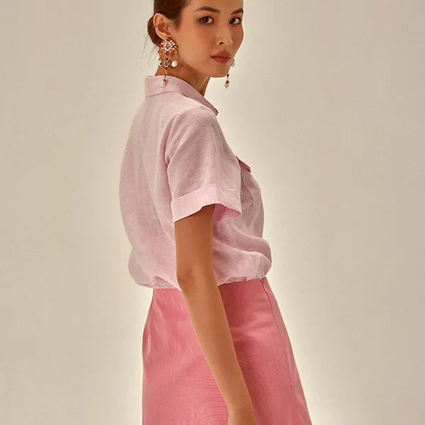 Áo Sơ Mi Nữ F2 Fashion & Freedom Linen Becoming Unveil SMW474-HN-S-0721 Màu Hồng Size S