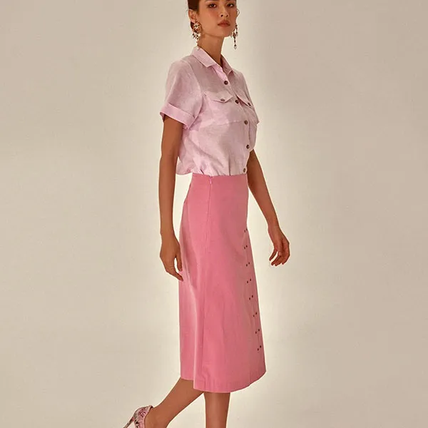 Áo Sơ Mi Nữ F2 Fashion & Freedom Linen Becoming Unveil SMW474-HN-S-0721 Màu Hồng Size S