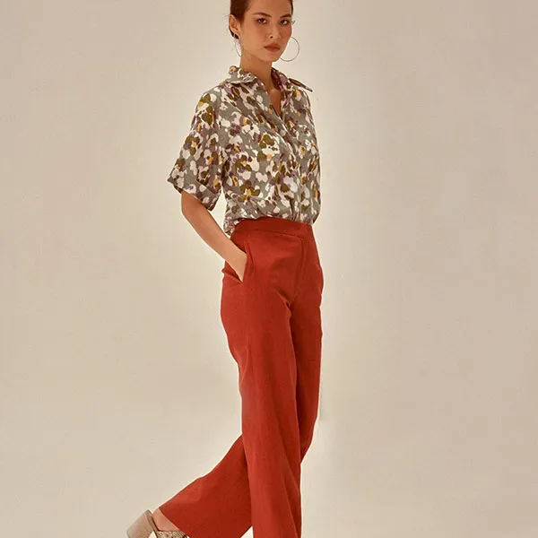 Áo Sơ Mi Nữ F2 Fashion & Freedom Linen Becoming Unveil SMW475-NHT-S-0721 Màu Xám Họa Tiết Size S