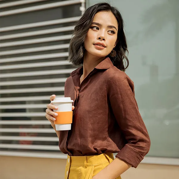 Áo Sơ Mi Nữ F2 Fashion & Freedom Linen Espresso Pride SMW360-E-S-0820 Màu Nâu Size S