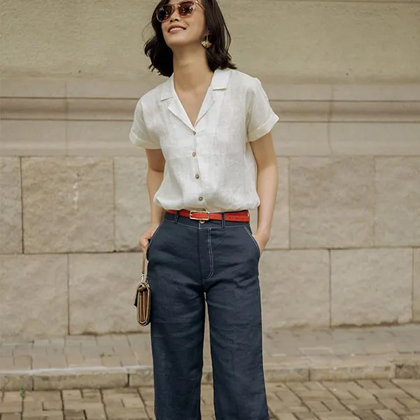 Áo Sơ Mi Nữ F2 Fashion & Freedom Linen Harmony SMW430-K-S-0820 Màu Kem Size S