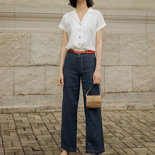 Áo Sơ Mi Nữ F2 Fashion & Freedom Linen Harmony SMW430-K-S-0820 Màu Kem Size S