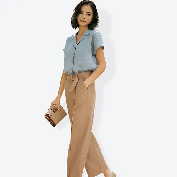 Áo Sơ Mi Nữ F2 Fashion & Freedom Linen Harmony SMW430-XM-S-0820 Màu Xanh Mint Size S