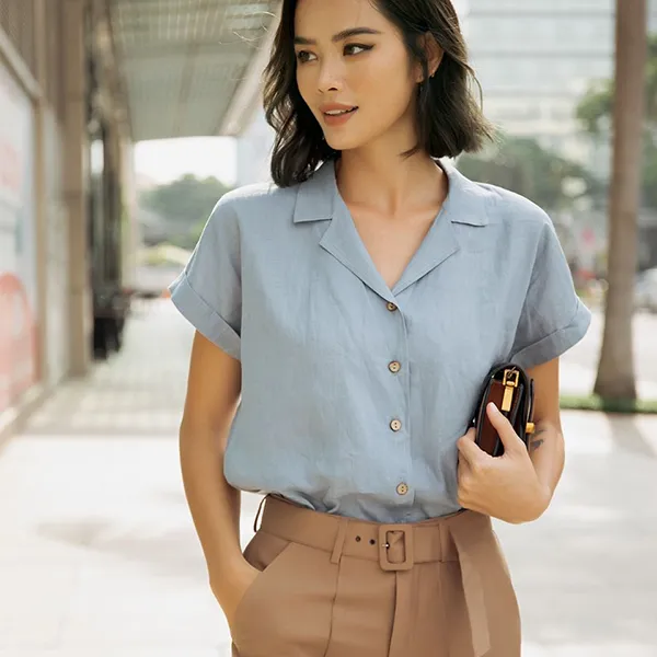 Áo Sơ Mi Nữ F2 Fashion & Freedom Linen Harmony SMW430-XM-S-0820 Màu Xanh Mint Size S