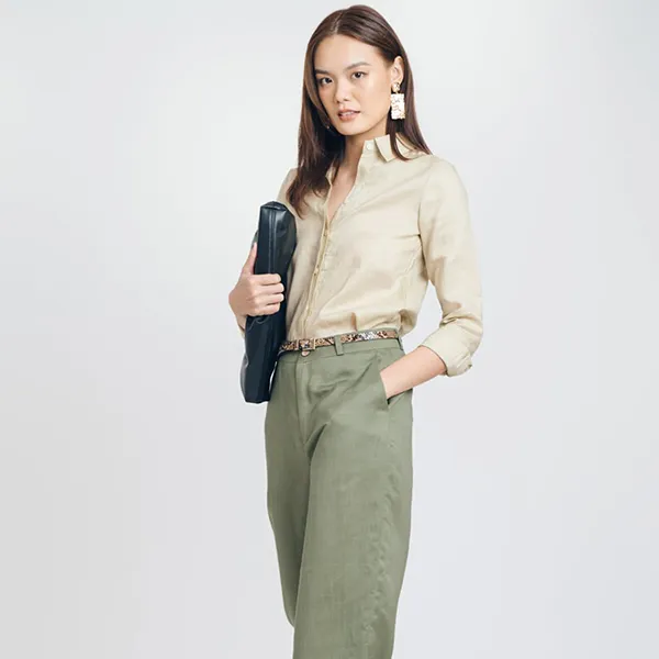 Áo Sơ Mi Nữ F2 Fashion & Freedom Linen KaKi Brighter Day SMW360-KAKI-S-0919 Màu Kaki Size S