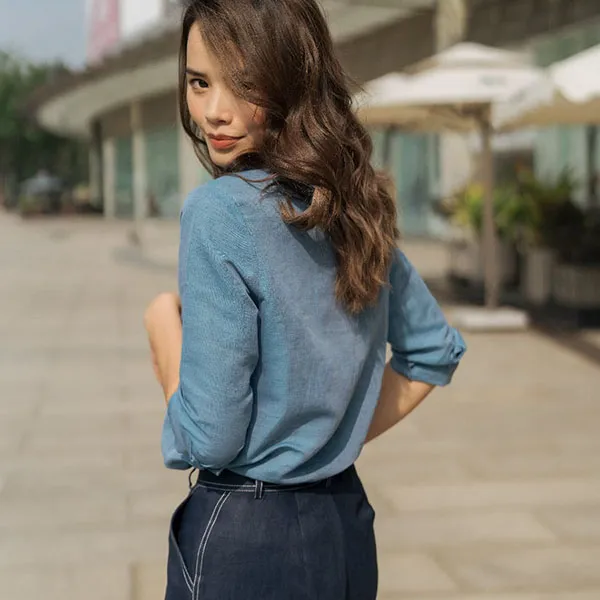 Áo Sơ Mi Nữ F2 Fashion & Freedom Linen SMW360-XB-S-0919 Màu Xanh Ngọc Size S