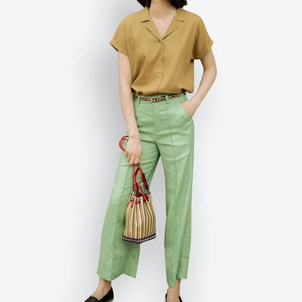 Áo Sơ Mi Nữ F2 Fashion & Freedom Linen New Tune SMW430-NV-S-0820 Nâu Vàng Size S