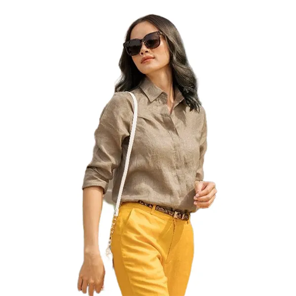 Áo Sơ Mi Nữ F2 Fashion & Freedom Linen Pride SMW360-RN-S-0820 Màu Rêu Nhạt Size S