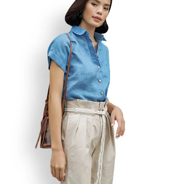 Áo Sơ Mi Nữ F2 Fashion & Freedom Linen Pride SMW429-XB-S-0920 Màu Xanh Blue Size S