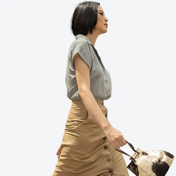 Áo Sơ Mi Nữ F2 Fashion & Freedom Linen Smart Casual SMW430-X-S-1020 Màu Xám Size S