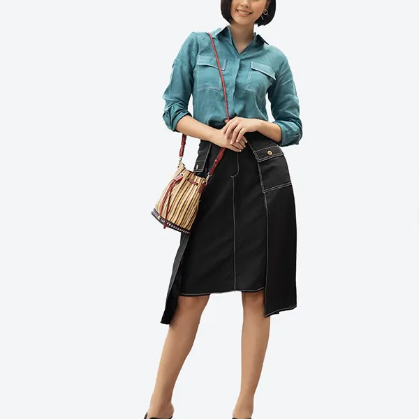 Áo Sơ Mi Nữ F2 Fashion & Freedom Linen Smart Casual SMW396-XCV-S-1020 Màu Xanh Cổ Vịt Size S