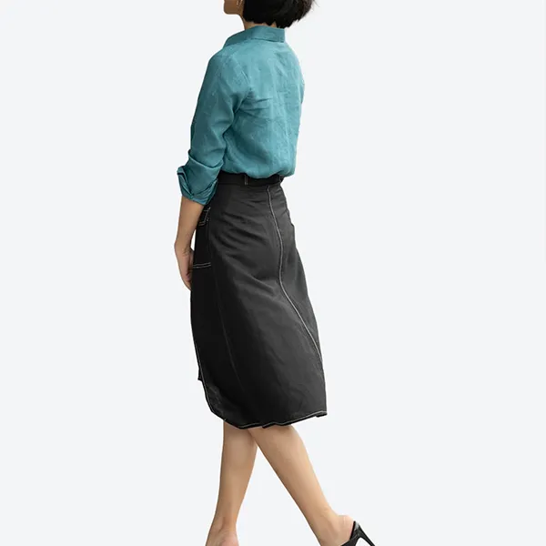 Áo Sơ Mi Nữ F2 Fashion & Freedom Linen Smart Casual SMW396-XCV-S-1020 Màu Xanh Cổ Vịt Size S