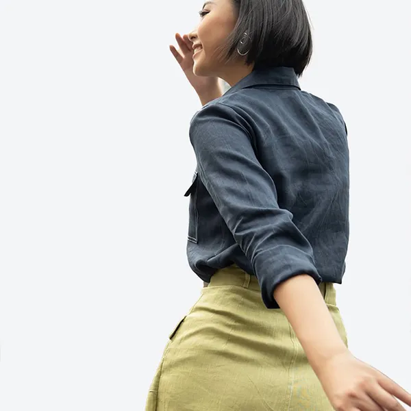 Áo Sơ Mi Nữ F2 Fashion & Freedom Linen Smart Casual SMW396-XD-S-1020 Màu Xanh Đen Size S