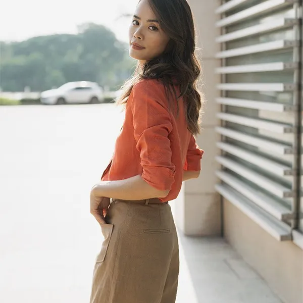 Áo Sơ Mi Nữ F2 Fashion & Freedom Linen SMW360-C-S-0520 Màu Cam Size S