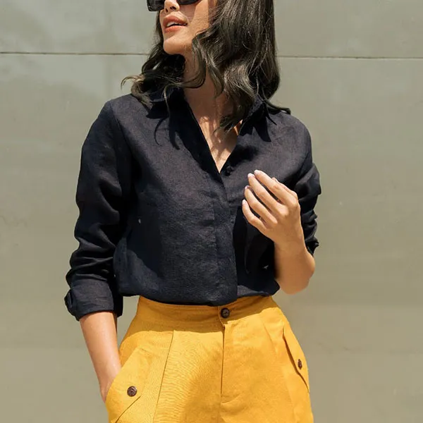 Áo Sơ Mi Nữ F2 Fashion & Freedom Linen SMW360-D-S-0520 Màu Đen Size S