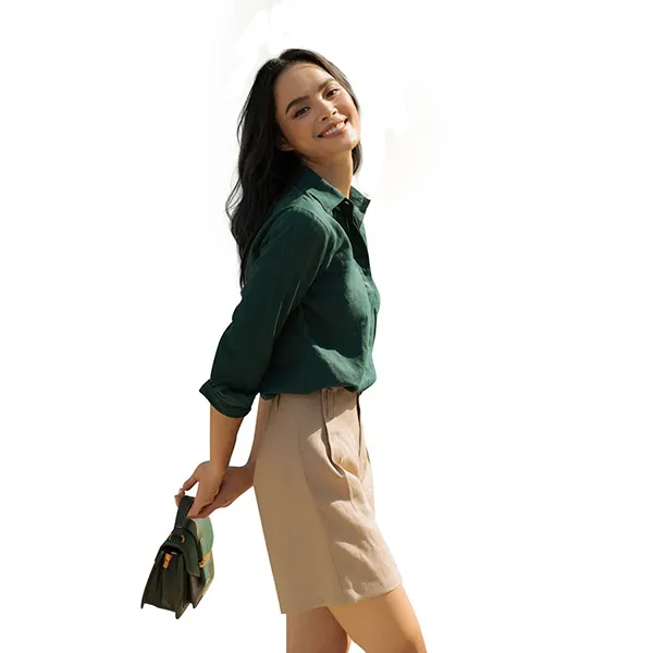 Áo Sơ Mi Nữ F2 Fashion & Freedom Linen SMW360-VC-S-0520 Màu Xanh Lá Size S