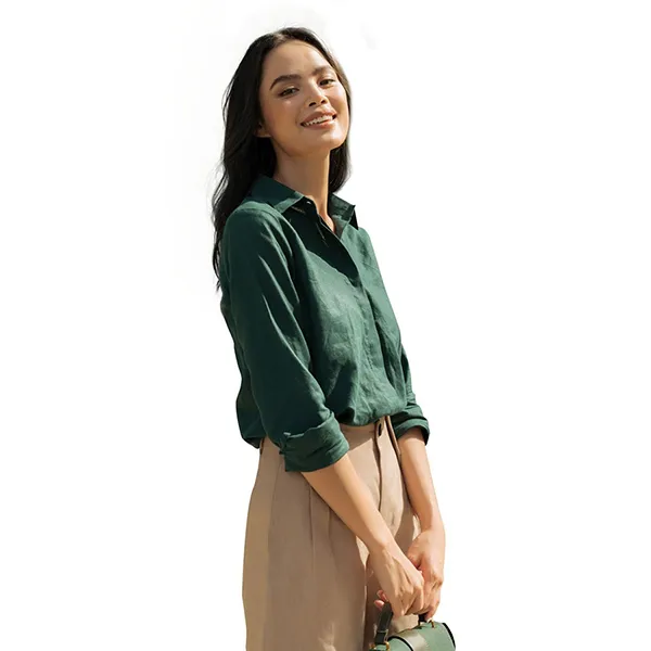 Áo Sơ Mi Nữ F2 Fashion & Freedom Linen SMW360-VC-S-0520 Màu Xanh Lá Size S