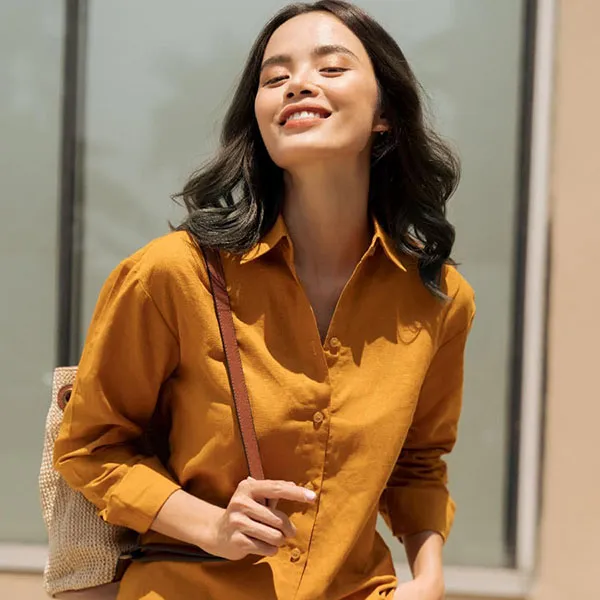Áo Sơ Mi Nữ F2 Fashion & Freedom Linen SMW360-VN-S-0420 Màu Vàng Nghệ Size S
