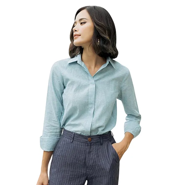 Áo Sơ Mi Nữ F2 Fashion & Freedom Linen SMW360-XN-S-0820 Màu Xanh Nhạt Size S
