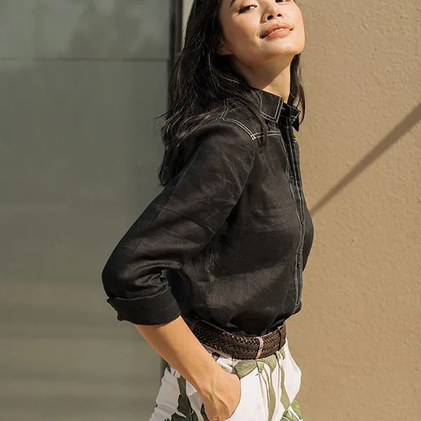 Áo Sơ Mi Nữ F2 Fashion & Freedom Linen SMW396-D-S-0519 Secret Màu Đen Size S