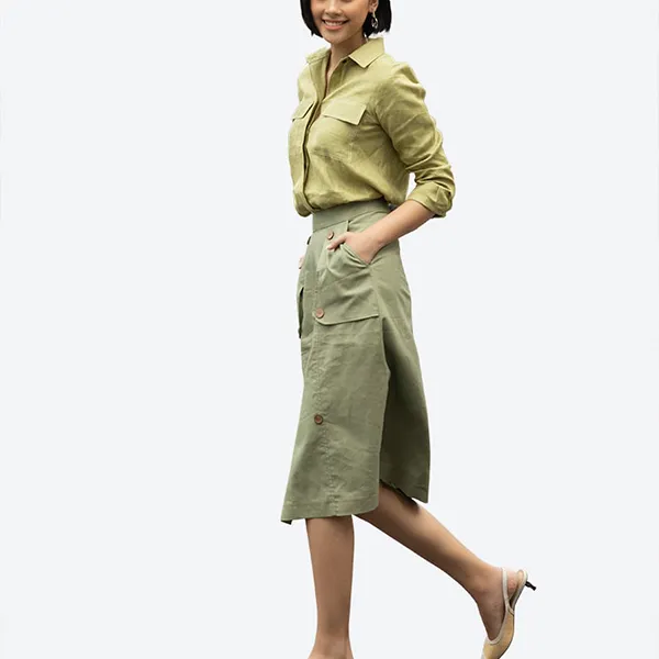 Áo Sơ Mi Nữ F2 Fashion & Freedom Linen Tender Drit SMW396-XC-S-1020 Màu Xanh Cốm Size S
