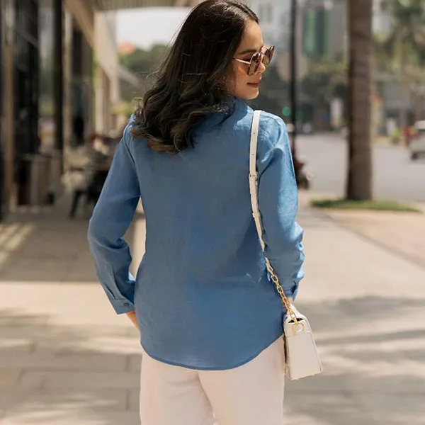 Áo Sơ Mi Nữ F2 Fashion & Freedom Linen Xanh Pride SMW360-XB-S-0820 Màu Xanh Dương Size S