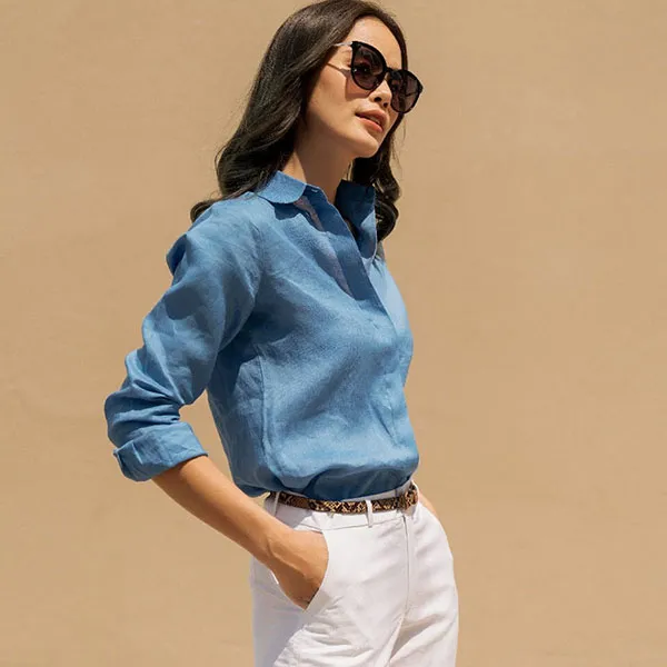 Áo Sơ Mi Nữ F2 Fashion & Freedom Linen Xanh Pride SMW360-XB-S-0820 Màu Xanh Dương Size S