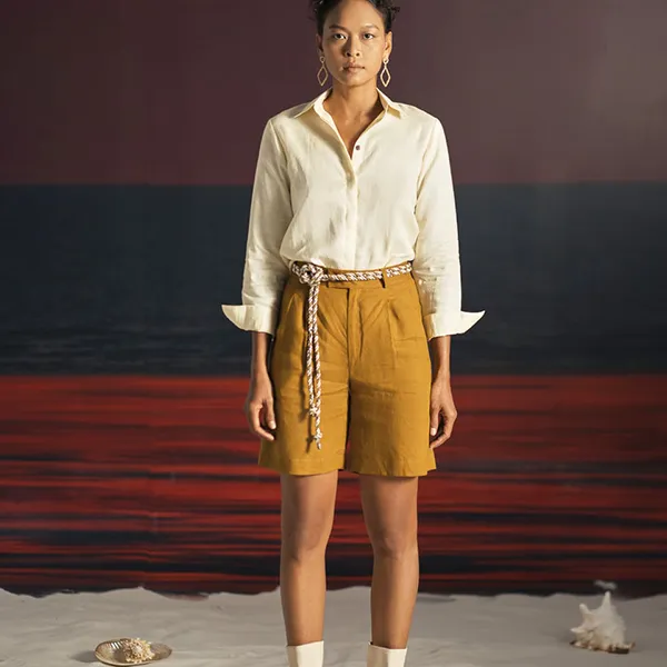 Áo Sơ Mi Nữ F2 Fashion & Freedom Linen SMW360VN-S-0720 Summer Get Away Màu Vàng Nhạt Size S