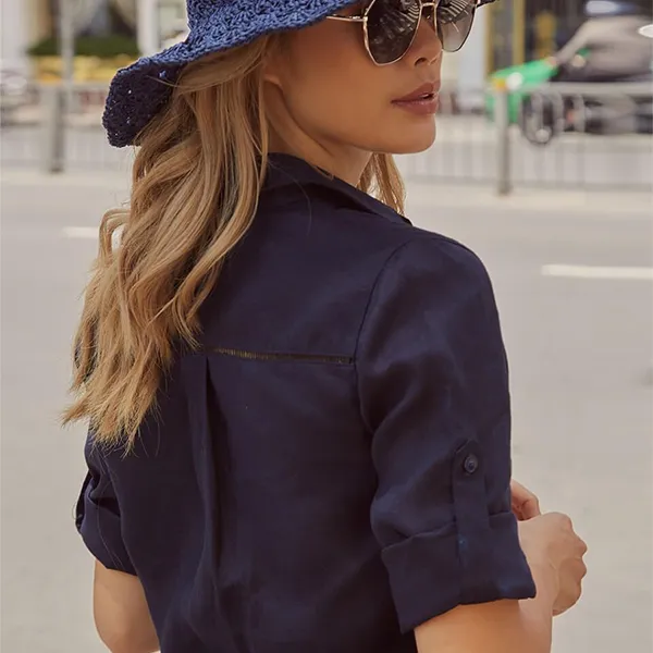 Áo Sơ Mi Nữ F2 Fashion & Freedom Linen SMW356-XD-S-0919 Màu Xanh Đen Size S