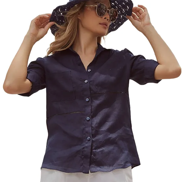 Áo Sơ Mi Nữ F2 Fashion & Freedom Linen SMW356-XD-S-0919 Màu Xanh Đen Size S