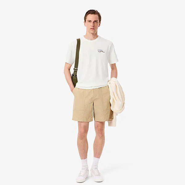 Áo Thun Nam Lacoste Classic Multi Print Jersey T-Shirt TH5825 70V Màu Trắng Size 3