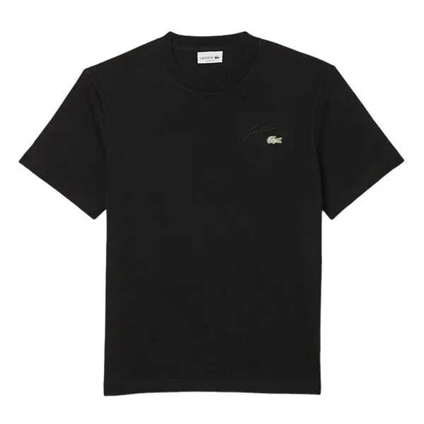 Áo Thun Nam Lacoste Heavy Jersey Embroidered Signature T-shirt TH5492 031 Màu Đen Size 3