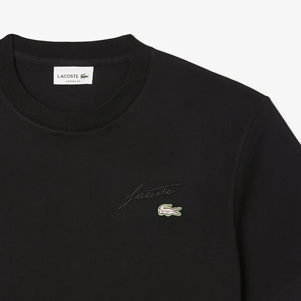 Áo Thun Nam Lacoste Heavy Jersey Embroidered Signature T-shirt TH5492 031 Màu Đen Size 3