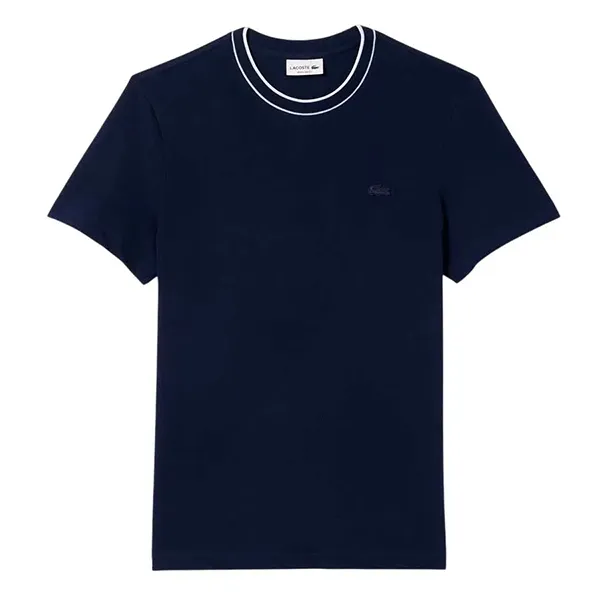 Áo Thun Nam Lacoste Men's Piqué Striped Collar Stretch T-Shirt TH1004 - 166 Màu Xanh Navy Size 4