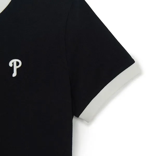 Áo Thun Nữ MLB Basic Small Logo Ringer 3FTSB0263-10BKS Tshirt Màu Đen