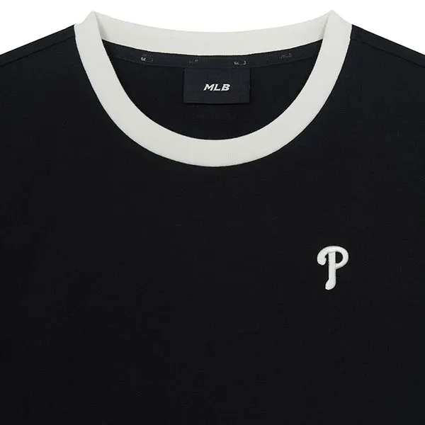 Áo Thun Nữ MLB Basic Small Logo Ringer 3FTSB0263-10BKS Tshirt Màu Đen