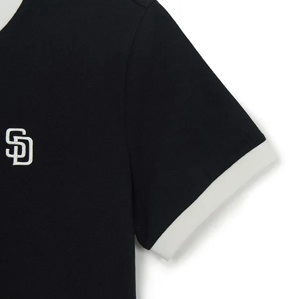 Áo Thun Nữ MLB Basic Small Logo Ringer 3FTSB0263-13BKS Tshirt Màu Đen